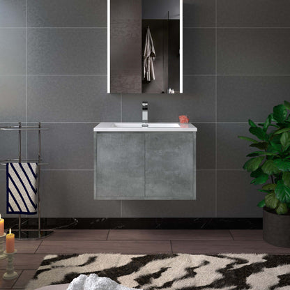 WOODBRIDGE 24 in. W x 19 in. D Bathroom Vanity in Gray with Resin Composite Vanity Top in Glossy White, with Stainless Steel Frame