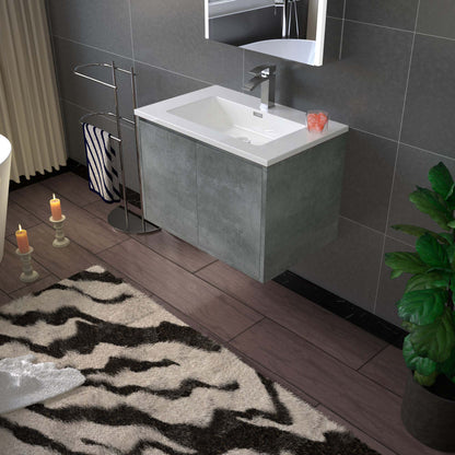 WOODBRIDGE 24 in. W x 19 in. D Bathroom Vanity in Gray with Resin Composite Vanity Top in Glossy White, with Stainless Steel Frame