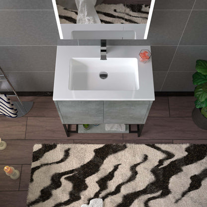 WOODBRIDGE 24 in. W x 19 in. D Bathroom Vanity in Gray with Resin Composite Vanity Top in Glossy White, with Stainless Steel Frame