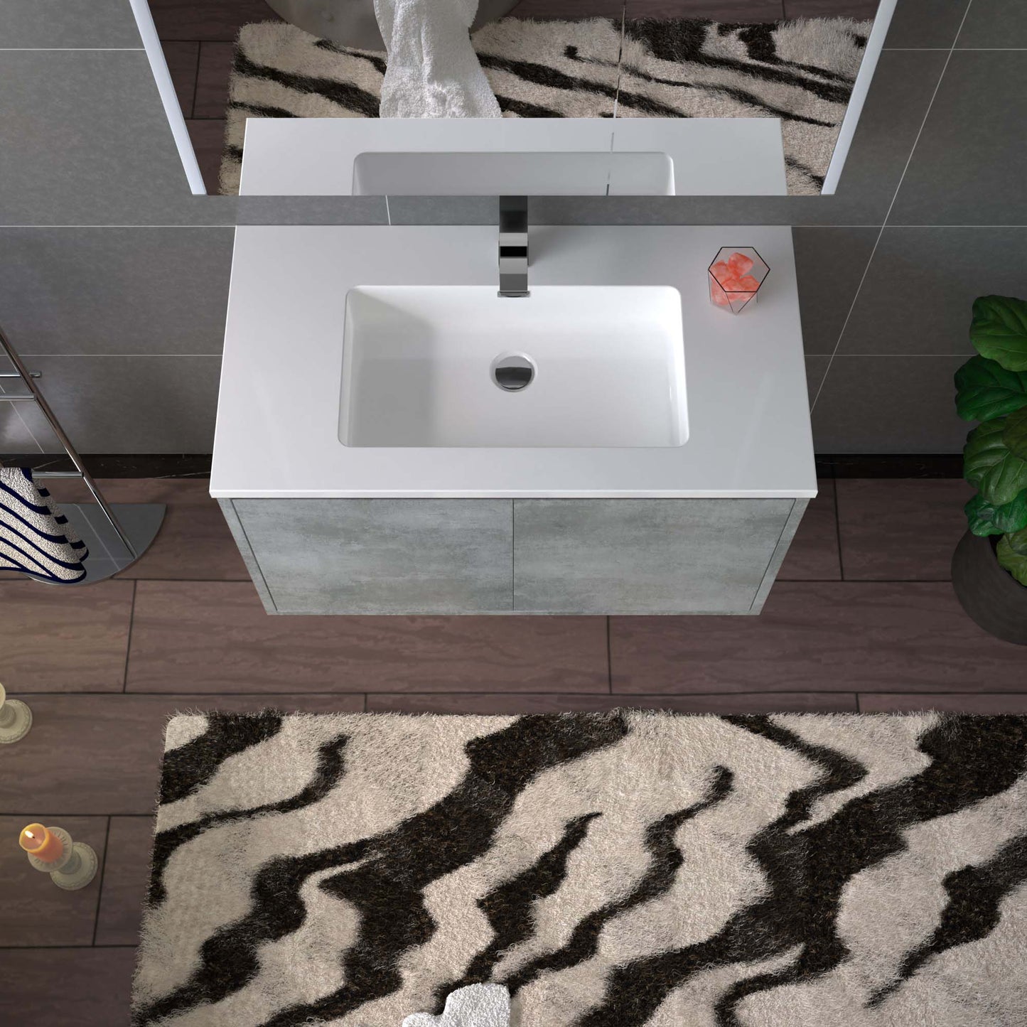 WOODBRIDGE 24 in. W x 19 in. D Bathroom Vanity in Gray with Resin Composite Vanity Top in Glossy White, with Stainless Steel Frame