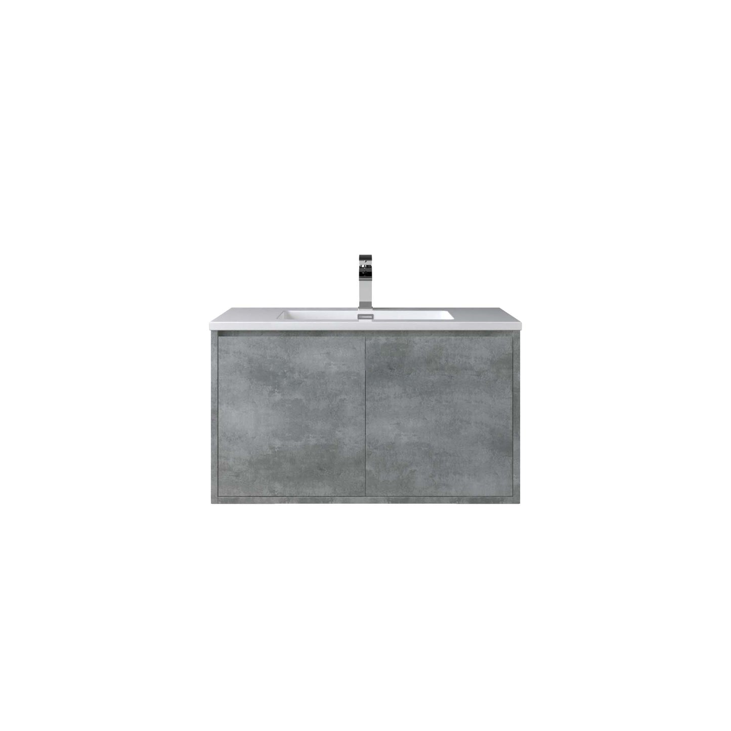 WOODBRIDGE 24 in. W x 19 in. D Bathroom Vanity in Gray with Resin Composite Vanity Top in Glossy White, with Stainless Steel Frame