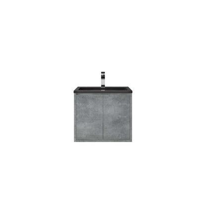 WOODBRIDGE 24 in. W x 19 in. D Bathroom Vanity in Gray with Quartz Sand Composite Vanity Top in Matte Black, with Stainless Steel Frame