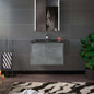WOODBRIDGE 24 in. W x 19 in. D Bathroom Vanity in Gray with Quartz Sand Composite Vanity Top in Matte Black, with Stainless Steel Frame
