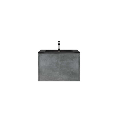 WOODBRIDGE 24 in. W x 19 in. D Bathroom Vanity in Gray with Quartz Sand Composite Vanity Top in Matte Black, with Stainless Steel Frame