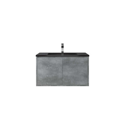 WOODBRIDGE 24 in. W x 19 in. D Bathroom Vanity in Gray with Quartz Sand Composite Vanity Top in Matte Black, with Stainless Steel Frame