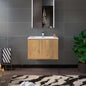 WOODBRIDGE 23-5/8 in. W x 18-7/8 in. D Bathroom Vanity in Oak with Resin Composite Vanity Top in Glossy White, with Stainless Steel Frame