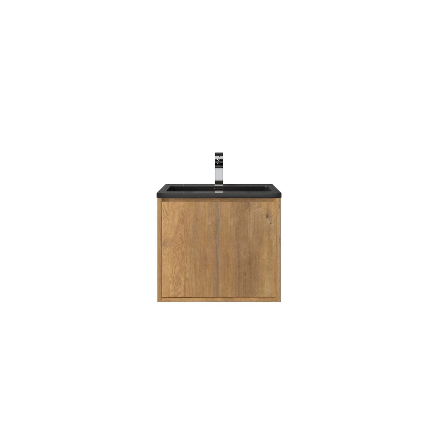 WOODBRIDGE 24 in. W x 19 in. D Bathroom Vanity in Rose Wood with Quartz Sand Composite Vanity Top in Glossy Matte Black, with Stainless Steel Frame