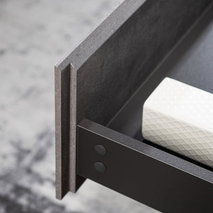 WOODBRIDGE 23-5/8 in. W x 19-5/8 in. D Wall Mounted Floating Bathroom Vanity in Gray with Quartz Sand Composite Vanity Top in Matte Black