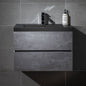 WOODBRIDGE 23-5/8 in. W x 19-5/8 in. D Wall Mounted Floating Bathroom Vanity in Gray with Quartz Sand Composite Vanity Top in Matte Black