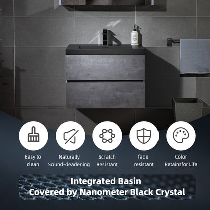 WOODBRIDGE 23-5/8 in. W x 19-5/8 in. D Wall Mounted Floating Bathroom Vanity in Gray with Quartz Sand Composite Vanity Top in Matte Black