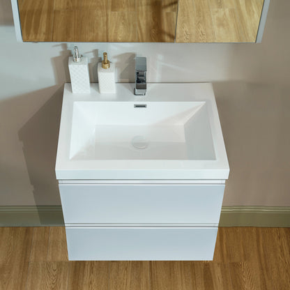 WOODBRIDGE 23-5/8 in. W x 19-5/8 in. D Wall Mounted Floating Vanity in Glossy White with Resin Composite Vanity Top in Glossy White