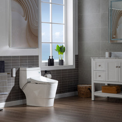 WOODBRIDGE T-0041 Elongated one Piece toilet with Smart Bidet Seat, Electronic Advanced Self Cleaning, Soft Close Lid, Adjustable Water Temperature, LED Nightlight, Heated Seat, Warm air Dryer