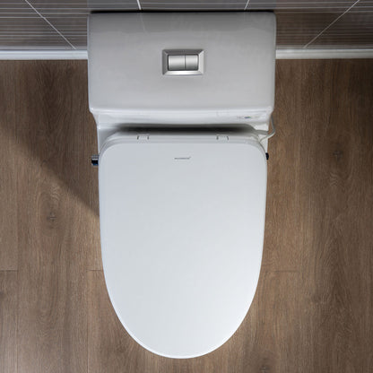 WOODBRIDGE T-0041 Elongated one Piece toilet with Smart Bidet Seat, Electronic Advanced Self Cleaning, Soft Close Lid, Adjustable Water Temperature, LED Nightlight, Heated Seat, Warm air Dryer