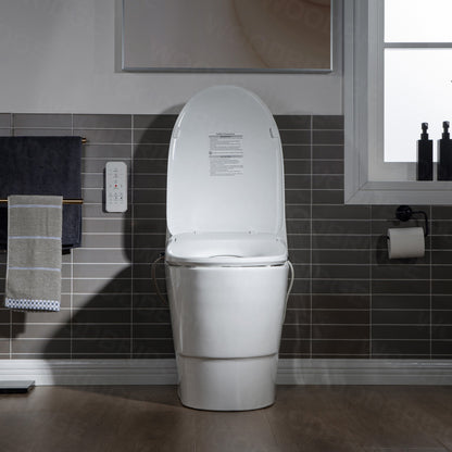 WOODBRIDGE T-0041 Elongated one Piece toilet with Smart Bidet Seat, Electronic Advanced Self Cleaning, Soft Close Lid, Adjustable Water Temperature, LED Nightlight, Heated Seat, Warm air Dryer