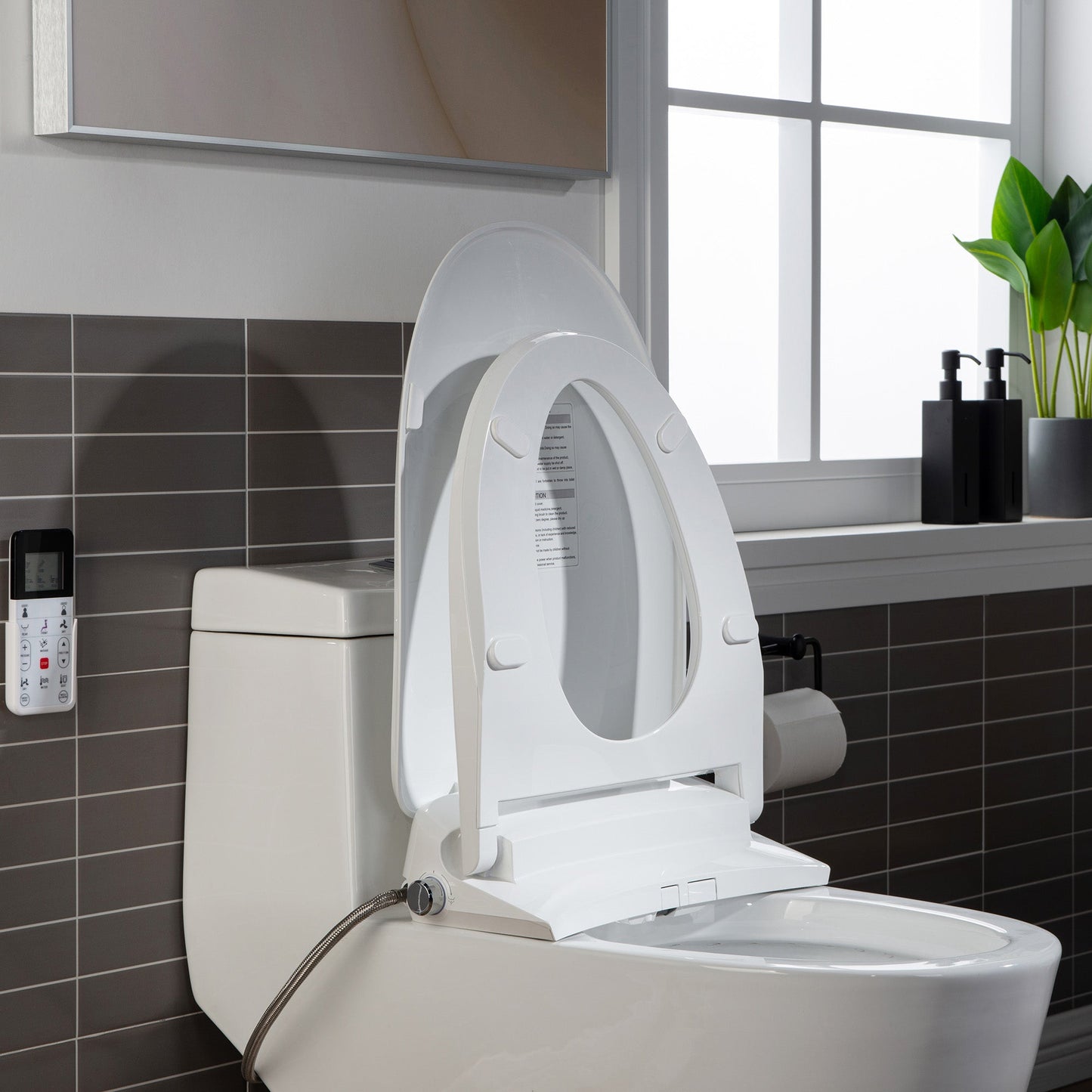 WOODBRIDGE T-0041 Elongated one Piece toilet with Smart Bidet Seat, Electronic Advanced Self Cleaning, Soft Close Lid, Adjustable Water Temperature, LED Nightlight, Heated Seat, Warm air Dryer