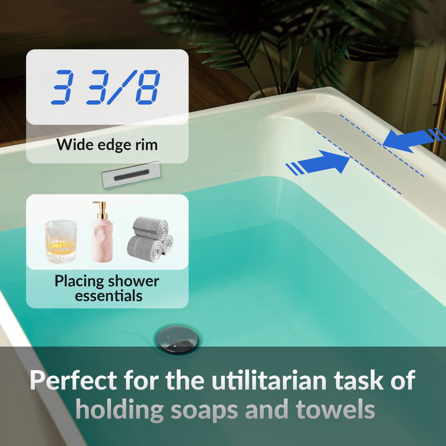 WOODBRIDGE 59" L x 29-1/2" W Freestanding Contemporary Soaking Bathtub