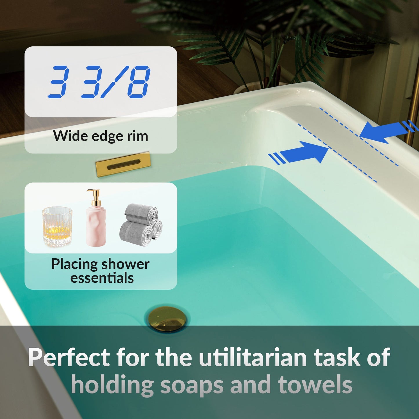 WOODBRIDGE 59" L x 29-1/2" W Freestanding Contemporary Soaking Bathtub