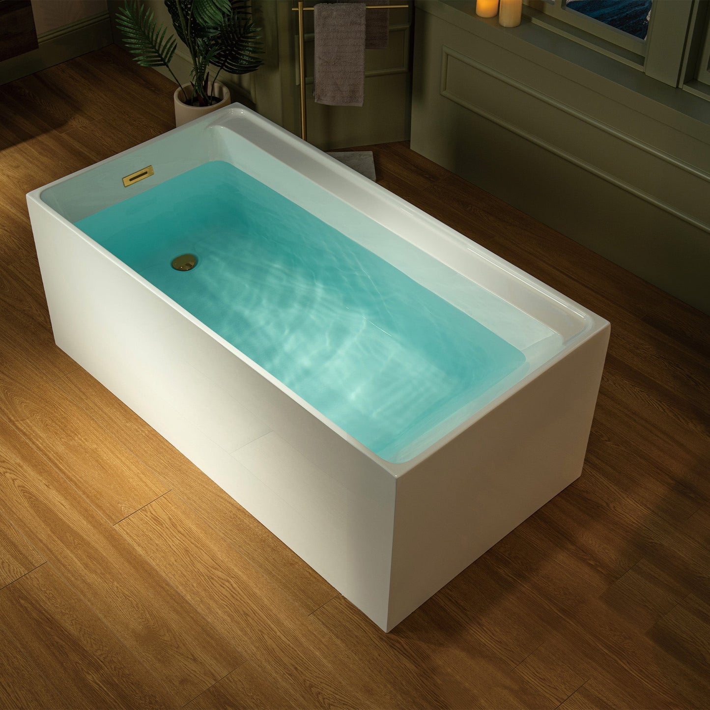 WOODBRIDGE 59" L x 29-1/2" W Freestanding Contemporary Soaking Bathtub