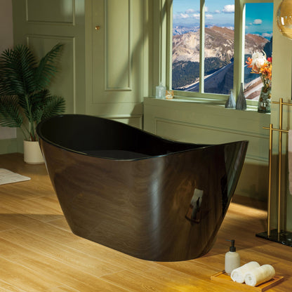 WOODBRIDGE 59" L x 28-3/4" W Freestanding Contemporary Acrylic Soaking Bathtub