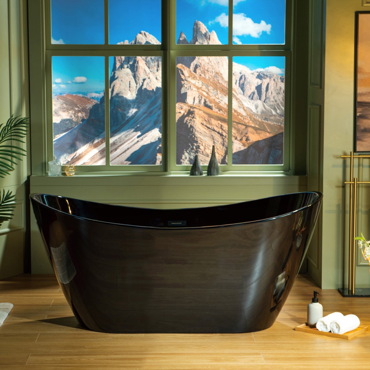 WOODBRIDGE 59" L x 28-3/4" W Freestanding Contemporary Acrylic Soaking Bathtub