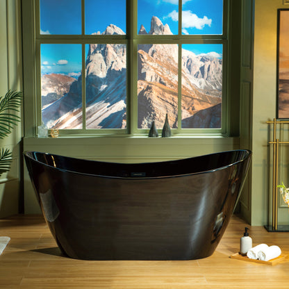 WOODBRIDGE 59" L x 28-3/4" W Freestanding Contemporary Acrylic Soaking Bathtub