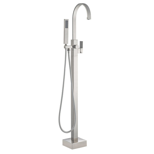 WOODBRIDGE F0060BN Contemporary Single Handle Floor Mount Freestanding Tub Filler Faucet with Hand Shower