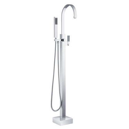 WOODBRIDGE F0060BN Contemporary Single Handle Floor Mount Freestanding Tub Filler Faucet with Hand Shower