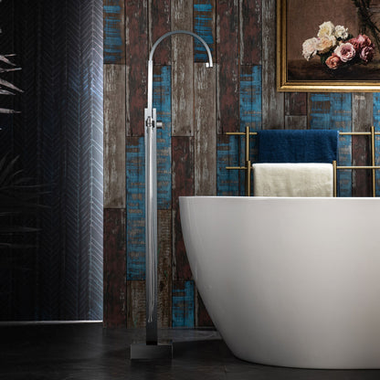 WOODBRIDGE F0060BN Contemporary Single Handle Floor Mount Freestanding Tub Filler Faucet with Hand Shower