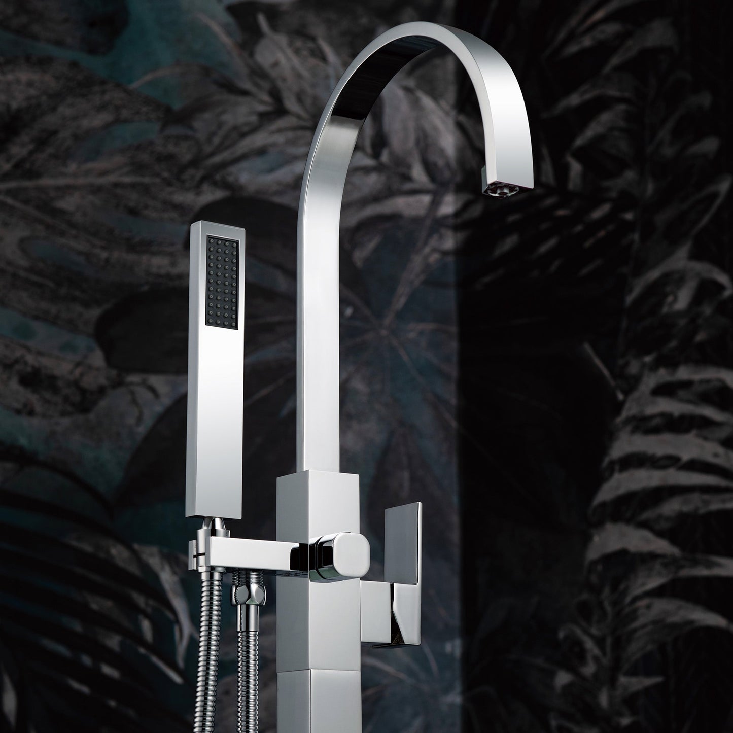 WOODBRIDGE F0060BN Contemporary Single Handle Floor Mount Freestanding Tub Filler Faucet with Hand Shower