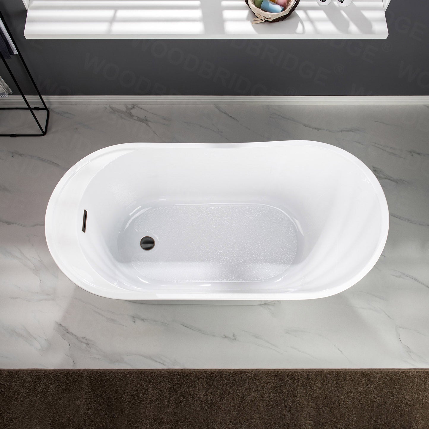 WOODBRIDGE 59" Acrylic Freestanding Bathtub Contemporary Soaking Tub