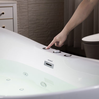 WOODBRIDGE 71" x 31-1/2" Whirlpool Water Jetted and Air Bubble Freestanding Heated Soaking Combination Bathtub