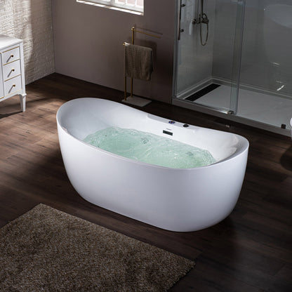 Best Seller WOODBRIDGE 72" x 35-3/8" Whirlpool Water Jetted and Air Bubble Freestanding Heated Soaking Combination Bathtub with LED control panel