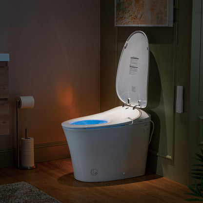 WOODBRIDGE LT610 One Piece Elongated Smart Toilet Bidet with Auto Open and Close Seat and Lid, Auto Flush, Heated Seat and Integrated Multi Function Remote Control, White