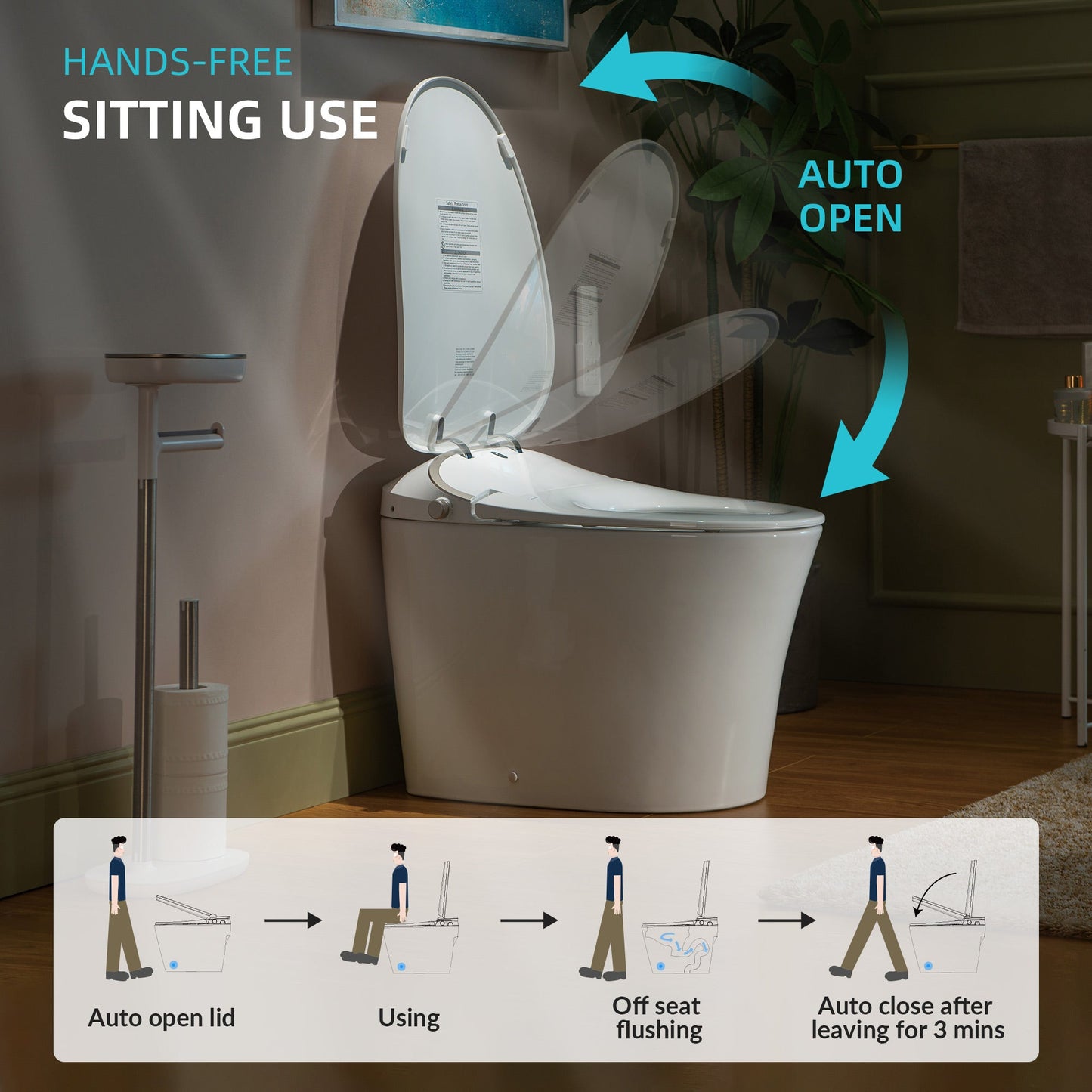 WOODBRIDGE LT610 One Piece Elongated Smart Toilet Bidet with Auto Open and Close Seat and Lid, Auto Flush, Heated Seat and Integrated Multi Function Remote Control, White