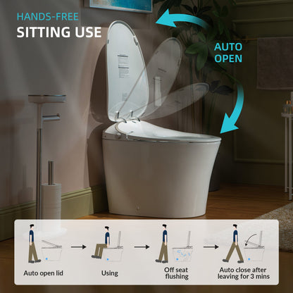 WOODBRIDGE LT610 One Piece Elongated Smart Toilet Bidet with Auto Open and Close Seat and Lid, Auto Flush, Heated Seat and Integrated Multi Function Remote Control, White