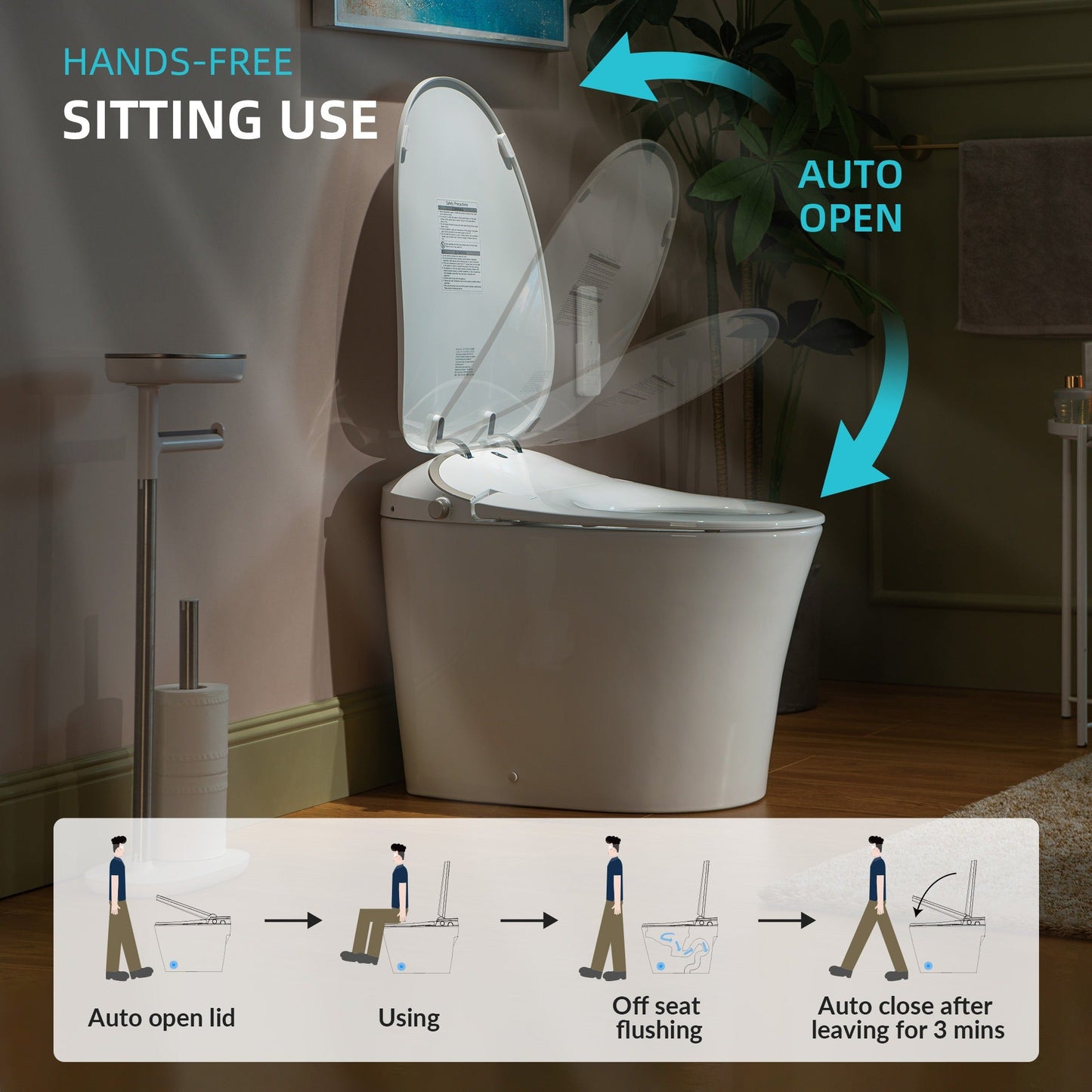 WOODBRIDGE LT610 One Piece Elongated Smart Toilet Bidet with Auto Open and Close Seat and Lid, Auto Flush, Heated Seat and Integrated Multi Function Remote Control, White