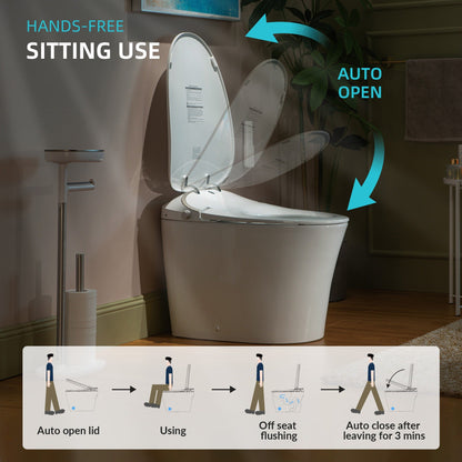 WOODBRIDGE LT610 One Piece Elongated Smart Toilet Bidet with Auto Open and Close Seat and Lid, Auto Flush, Heated Seat and Integrated Multi Function Remote Control, White