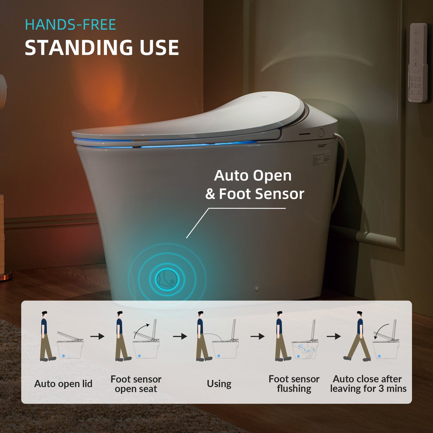 WOODBRIDGE LT610 One Piece Elongated Smart Toilet Bidet with Auto Open and Close Seat and Lid, Auto Flush, Heated Seat and Integrated Multi Function Remote Control, White