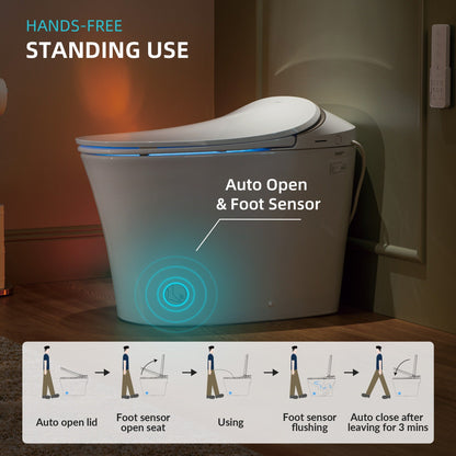 WOODBRIDGE LT610 One Piece Elongated Smart Toilet Bidet with Auto Open and Close Seat and Lid, Auto Flush, Heated Seat and Integrated Multi Function Remote Control, White