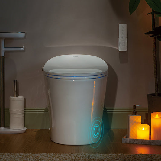 WOODBRIDGE LT610 One Piece Elongated Smart Toilet Bidet with Auto Open and Close Seat and Lid, Auto Flush, Heated Seat and Integrated Multi Function Remote Control, White