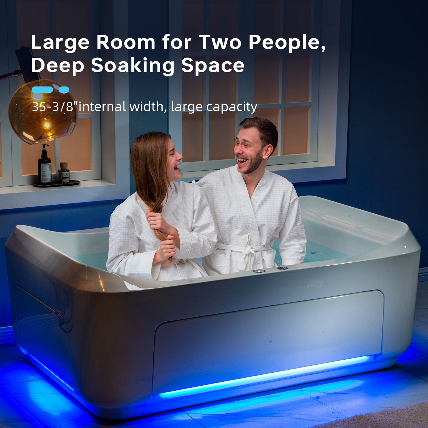 WOODBRIDGE 70-7/8"L x 47-1/4"W 2 Person Freestanding Hydrotherapy Whirlpool and Air Bath Heated Soaking Combination Massage Tub