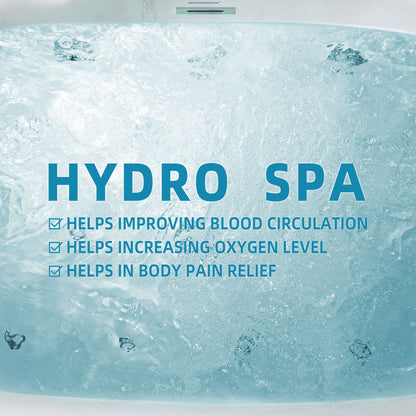 WOODBRIDGE 70-7/8"L x 47-1/4"W 2 Person Freestanding Hydrotherapy Whirlpool and Air Bath Heated Soaking Combination Massage Tub