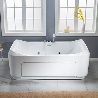WOODBRIDGE 70-7/8"L x 47-1/4"W 2 Person Freestanding Hydrotherapy Whirlpool and Air Bath Heated Soaking Combination Massage Tub