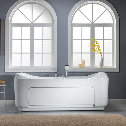 WOODBRIDGE 70-7/8"L x 47-1/4"W 2 Person Freestanding Hydrotherapy Whirlpool and Air Bath Heated Soaking Combination Massage Tub