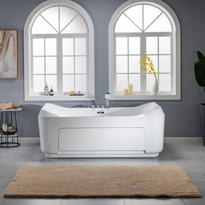 WOODBRIDGE 70-7/8"L x 47-1/4"W 2 Person Freestanding Hydrotherapy Whirlpool and Air Bath Heated Soaking Combination Massage Tub