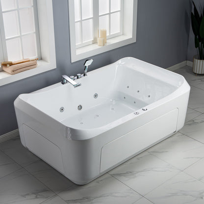 WOODBRIDGE 70-7/8"L x 47-1/4"W 2 Person Freestanding Hydrotherapy Whirlpool and Air Bath Heated Soaking Combination Massage Tub