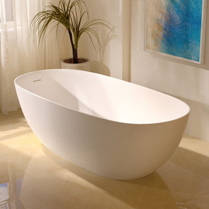 WOODBRIDGE 69" L x 32" W Luxury Contemporary Solid Surface Stone Resin Freestanding Bathtub