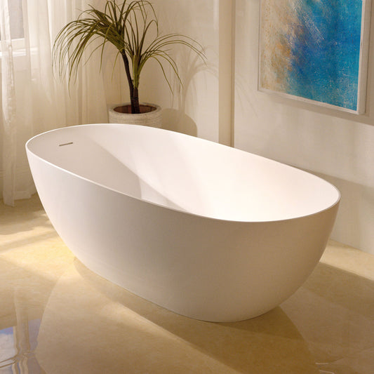 WOODBRIDGE 69" L x 32" W Luxury Contemporary Solid Surface Stone Resin Freestanding Bathtub