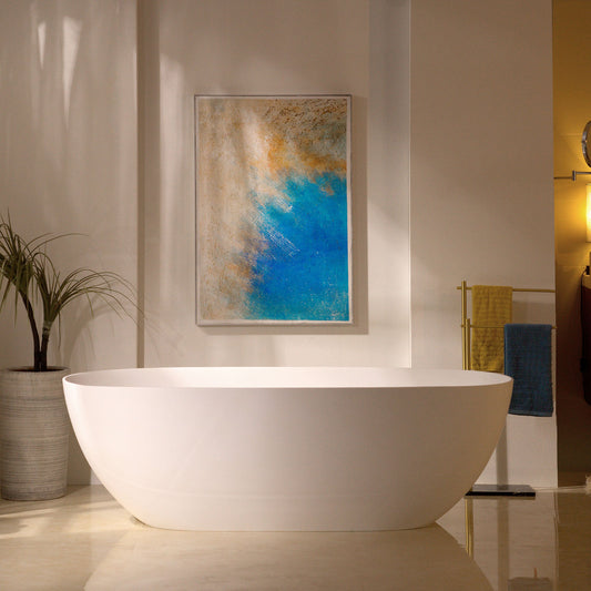WOODBRIDGE 69" L x 32" W Luxury Contemporary Solid Surface Stone Resin Freestanding Bathtub