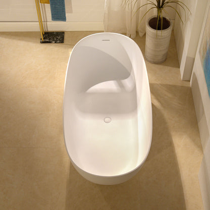 WOODBRIDGE 69" L x 32" W Luxury Contemporary Solid Surface Stone Resin Freestanding Bathtub